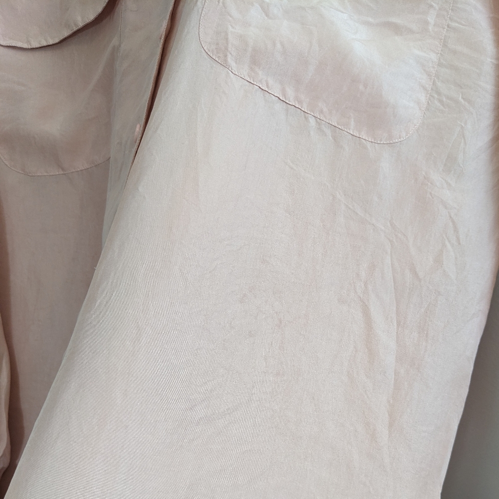 100% Silk Button Down Shirt, Pale Pink, Size M, Gently used - Picture 12 of 14